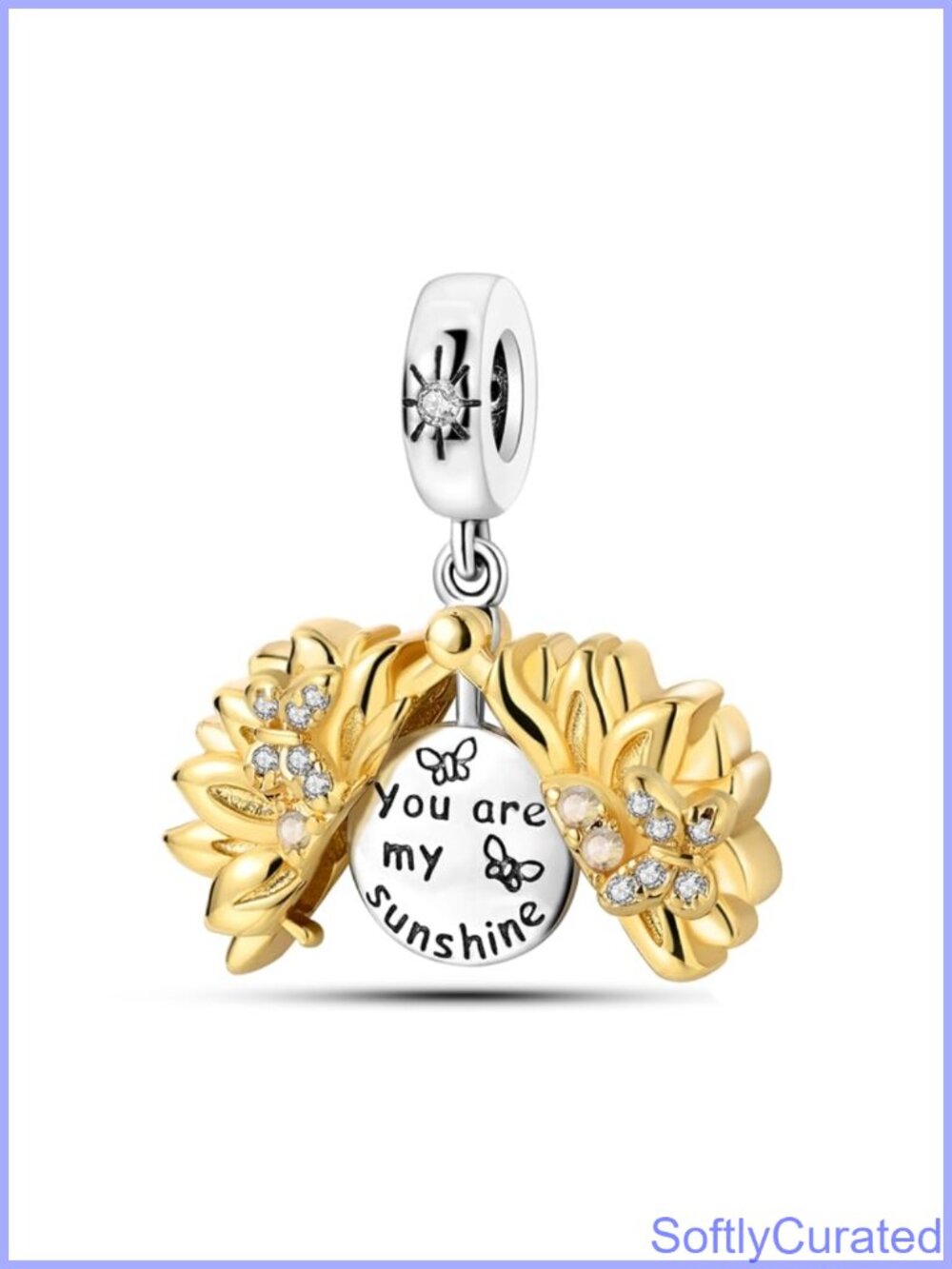 925 Sterling Silver Sunflower Charm for Bracelets & Necklaces